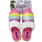 Wholesale - S-XL WOMEN PINK OMBRE SLIPPER W/FOIL PRINT & FAUX COLLAR KENSIE C/P 18, UPC: 194587673075